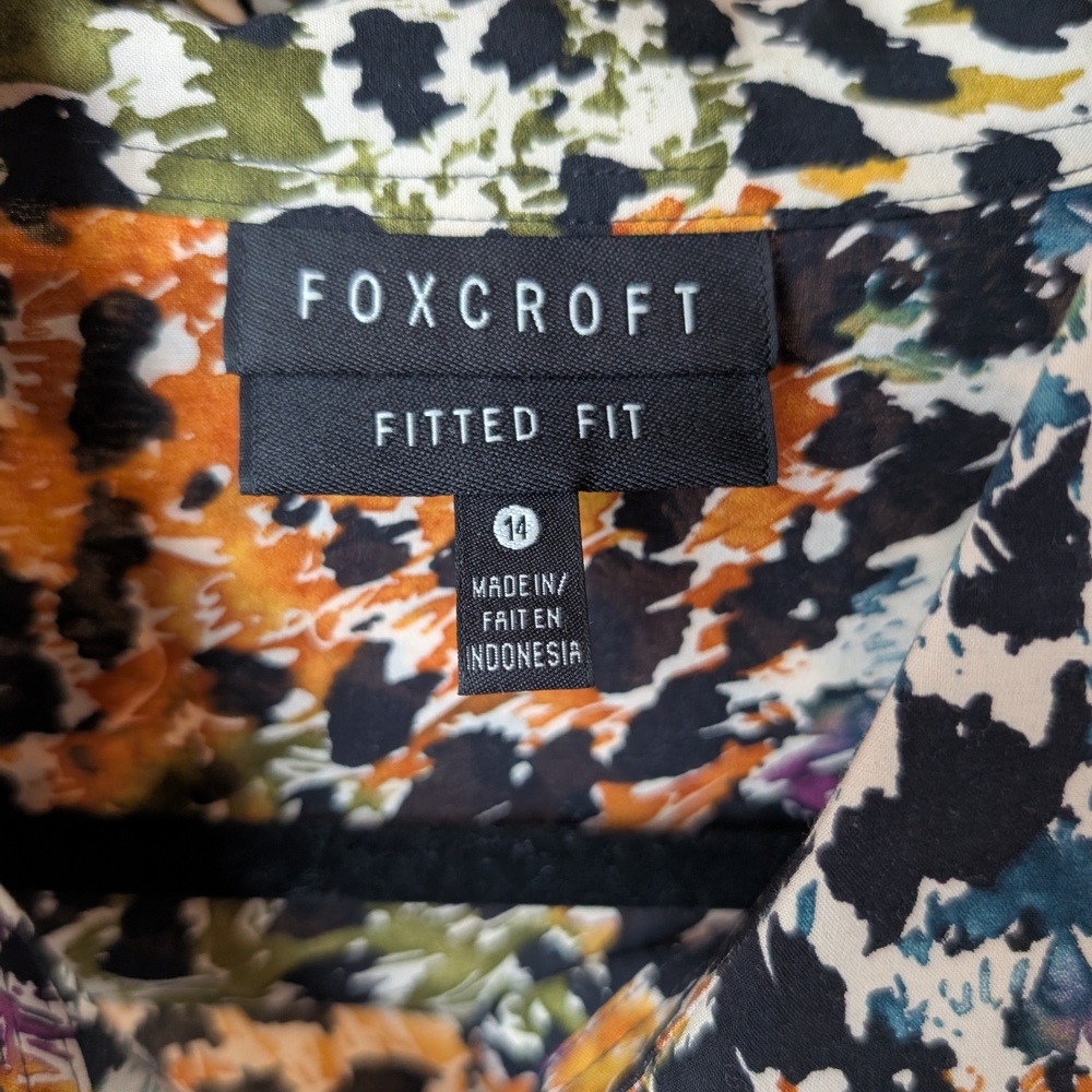 Foxcroft Colorful Abstract Button Down Shirt - Picture 2 of 11
